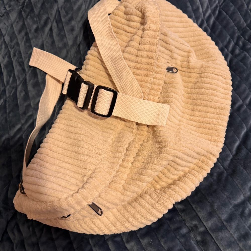 Beige Corduroy Sling Bag